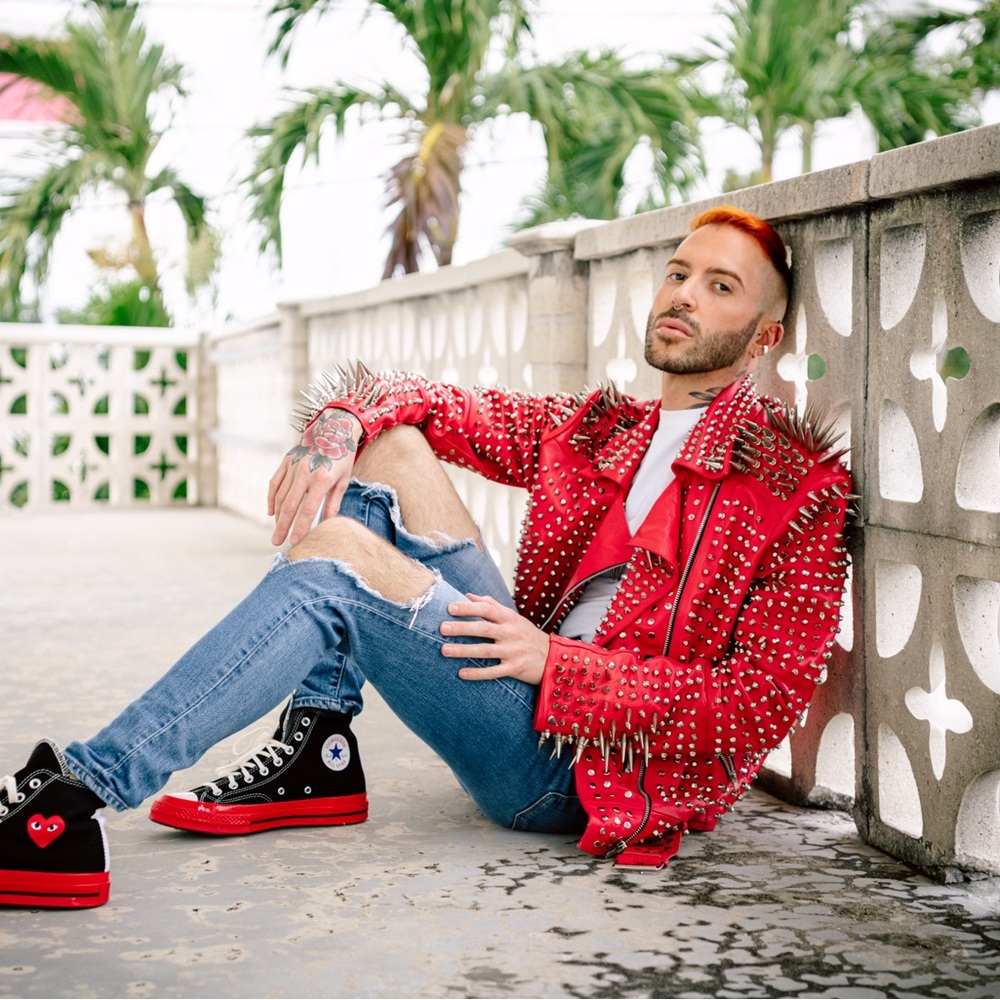 Red Studded Leather Jacket - Picture 6 of 6
